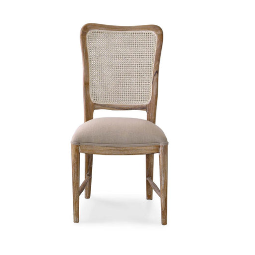 Bramble - Laurna Teak Dining Chair in Teak White Wash w/ Seat in Camelot Performance Fabric & White Wash Rattan Back (Set of 2) - 85047TWWSF200RWWS--- - GreatFurnitureDeal