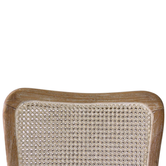 Bramble - Laurna Teak Dining Chair in Teak White Wash w/ Seat in Camelot Performance Fabric & White Wash Rattan Back (Set of 2) - 85047TWWSF200RWWS---