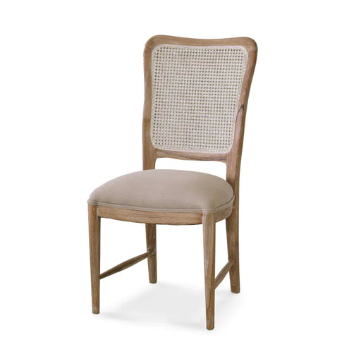 Bramble - Laurna Dining Chair w/ Upholstered Seat & Rattan Back Teak - BR-85047TWWSF200RWWS - GreatFurnitureDeal