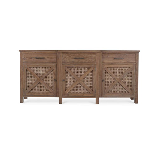 Bramble - Silvia Reclaimed Teak 3 Door Sideboard in Teak Straw Wash w/ Rattan Natural Door Panels - 85054TSW-RNAT--- - GreatFurnitureDeal