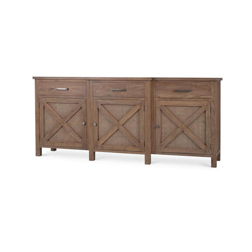 Bramble - Silvia Reclaimed Teak 3 Door Sideboard in Teak Straw Wash w/ Rattan Natural Door Panels - 85054TSW-RNAT--- - GreatFurnitureDeal
