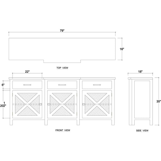 Bramble - Silvia 3 Door Sideboard - Reclaimed Teak - 85054TSW-RNAT - GreatFurnitureDeal