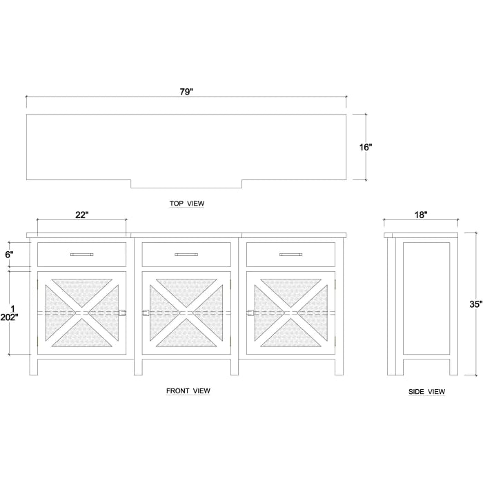 Bramble - Silvia 3 Door Sideboard - Reclaimed Teak - BR-85054 - GreatFurnitureDeal