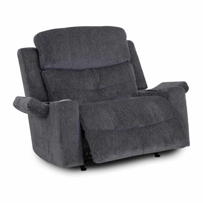 Franklin Furniture - 8507 Arlington Chair and a Half Recliner Power Recline/ Dual Storage Arms in Seeley Storm - 8507-STORM