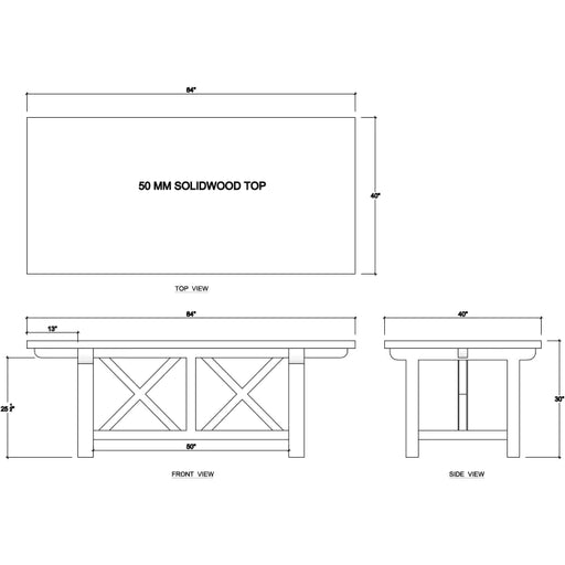 Bramble - Silvia Dining Table 84" in Reclaimed Teak - 85150TSW - GreatFurnitureDeal