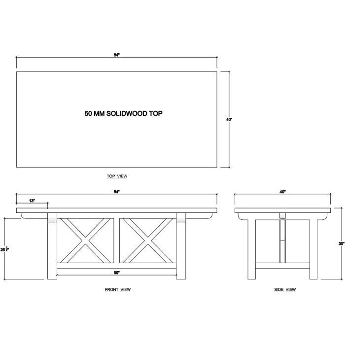Bramble - Silvia Dining Table 84" in Reclaimed Teak - 85150TSW - GreatFurnitureDeal