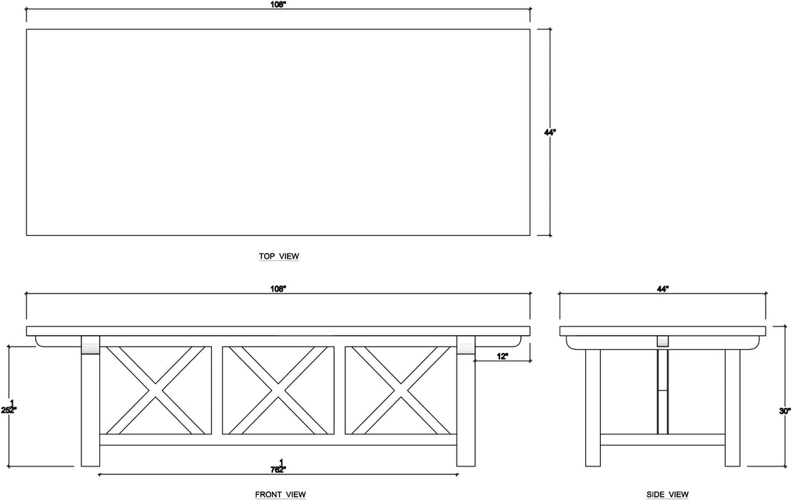 Bramble - Silvia Dining Table 108" in Teak Straw - US-WS-85179TSW-----