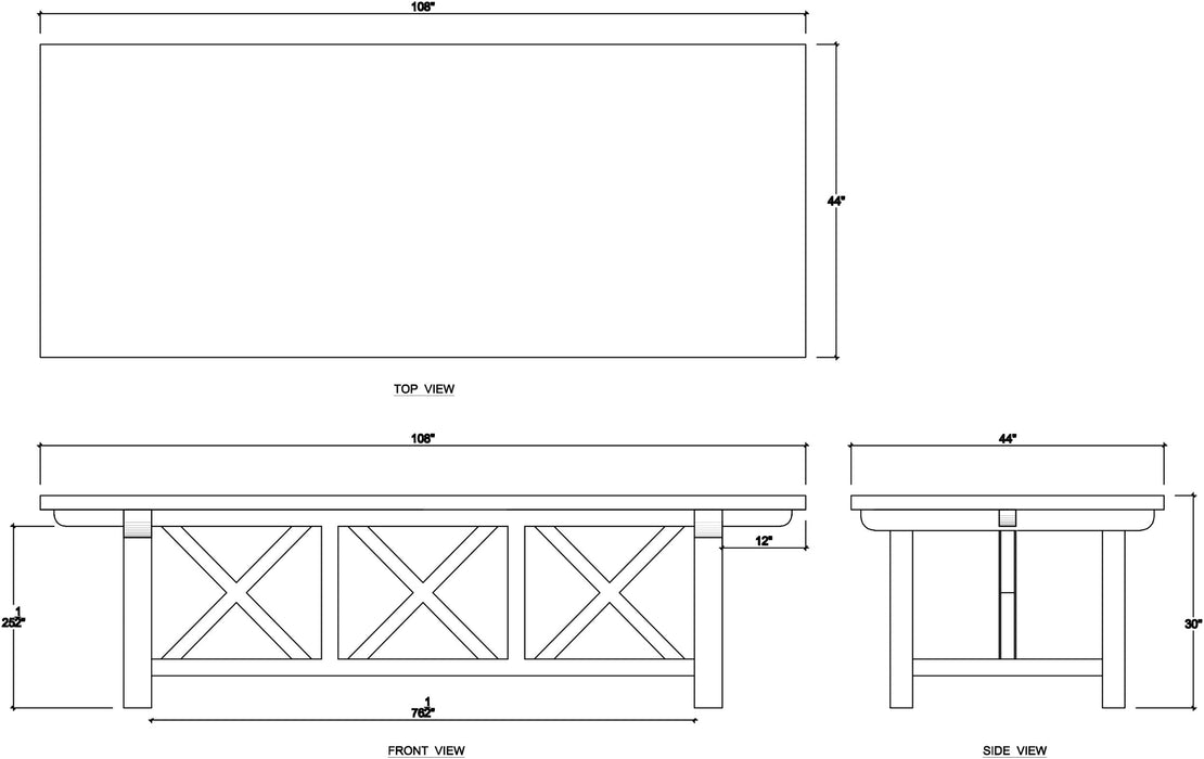 Bramble - Silvia Dining Table 108" - Reclaimed Teak - 85179TSW----- - GreatFurnitureDeal