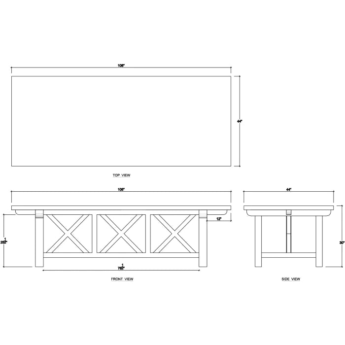 Bramble - Silvia Dining Table 108" in Reclaimed Teak - 85179TSW - GreatFurnitureDeal