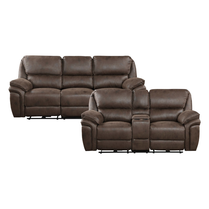 Homelegance - Proctor 2 Piece Double Reclining Sofa Set in Brown - 8517BRW*2 - GreatFurnitureDeal