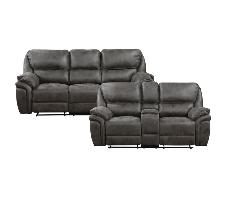Homelegance - Proctor 3 Piece Double Reclining Living Room Set in Gray - 8517BRW*3 - GreatFurnitureDeal