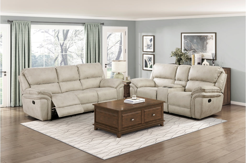 Homelegance - Proctor 2 Piece Double Reclining Sofa Set in Sand - 8517PWT*2 - GreatFurnitureDeal