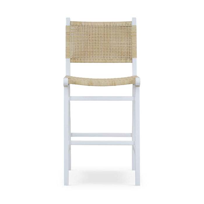 Bramble - Logan Teak Counter Stool in True White Finish w/ Rattan Natural Seat & Back - Set of 2 - 85194TRW-RNAT--- - GreatFurnitureDeal