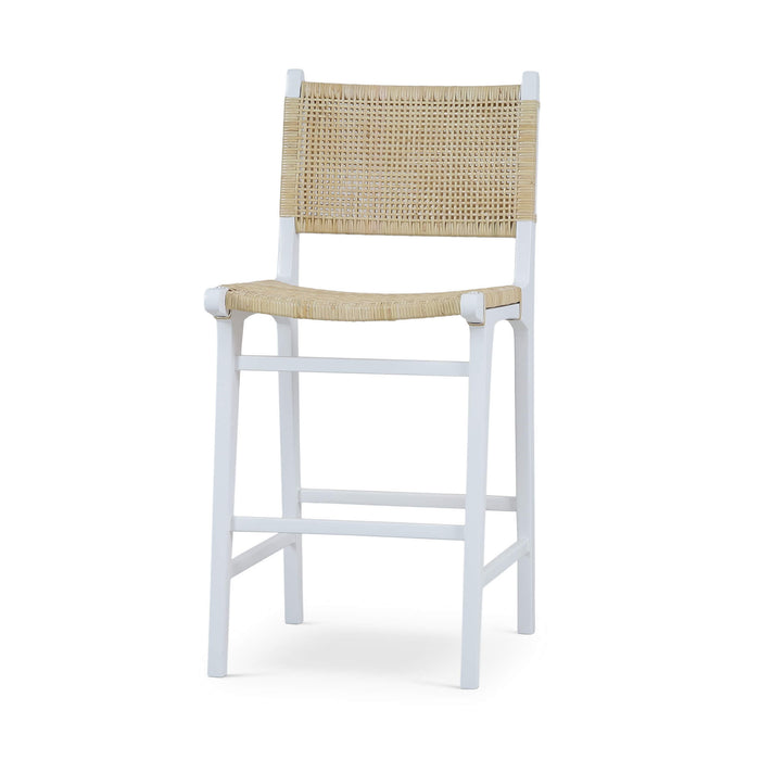Bramble - Logan Teak Counter Stool in True White Finish w/ Rattan Natural Seat & Back - Set of 2 - 85194TRW-RNAT--- - GreatFurnitureDeal