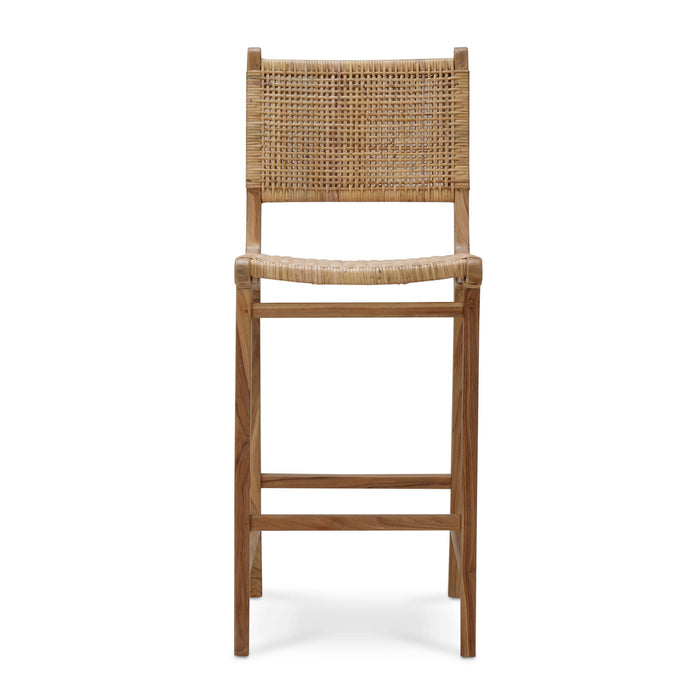 Bramble - Logan Barstool w/ Rattan in Teak Natural Finish w/ Rattan Natural Seat & Back - BR-85195TRN-RNAT--- - GreatFurnitureDeal