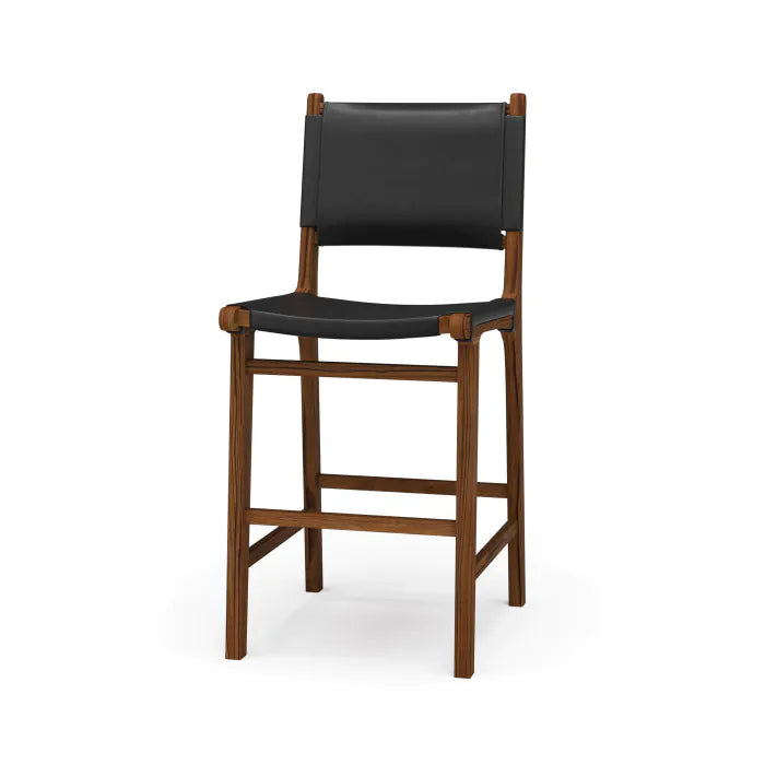Bramble - Logan Counter Stool w/ Leather in Teak (Set of 2) - BR-85207 - GreatFurnitureDeal