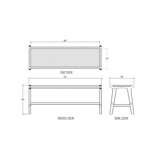 Bramble - Logan Bench w/ Leather in Teak - BR-85209 - GreatFurnitureDeal
