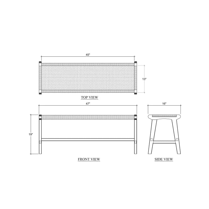 Bramble - Logan Bench w/ Leather in Teak - BR-85209 - GreatFurnitureDeal