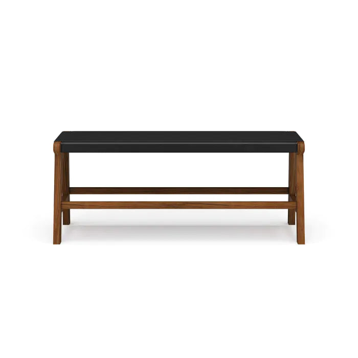 Bramble - Logan Bench w/ Leather in Teak - BR-85209 - GreatFurnitureDeal