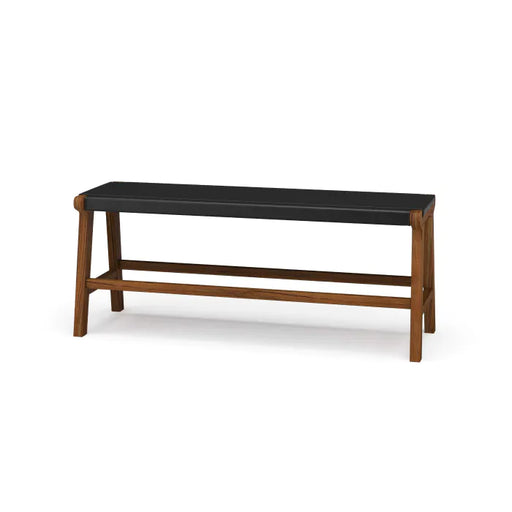Bramble - Logan Bench w/ Leather in Teak - BR-85209 - GreatFurnitureDeal