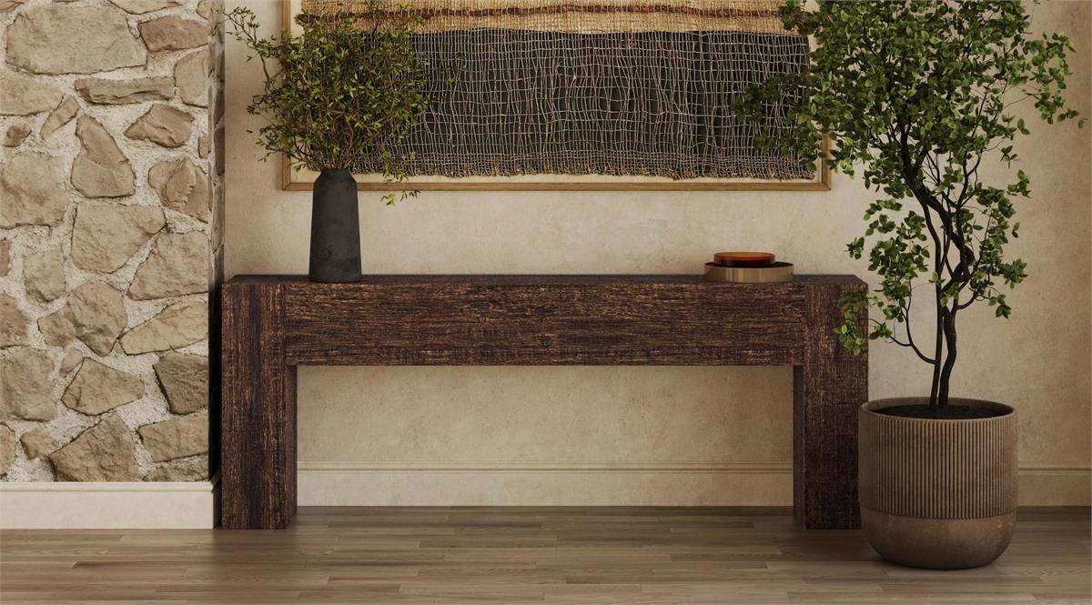 Bramble - Tuscan Teak Console in Tuscan Brown w/ Weathered Teak Distress - 85229TSB----TWD