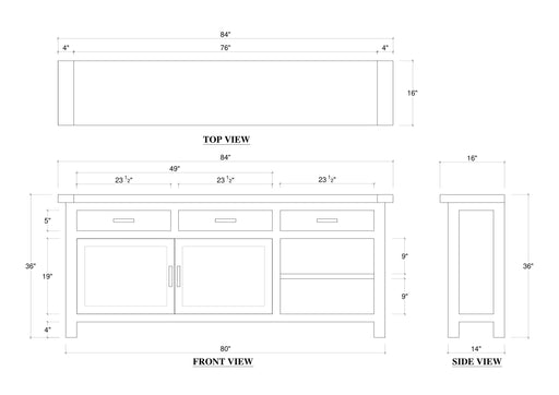 Bramble - Tuscan Sideboard w/ 3 Drawers & 2 Doors - Teak - BR-85251 - GreatFurnitureDeal