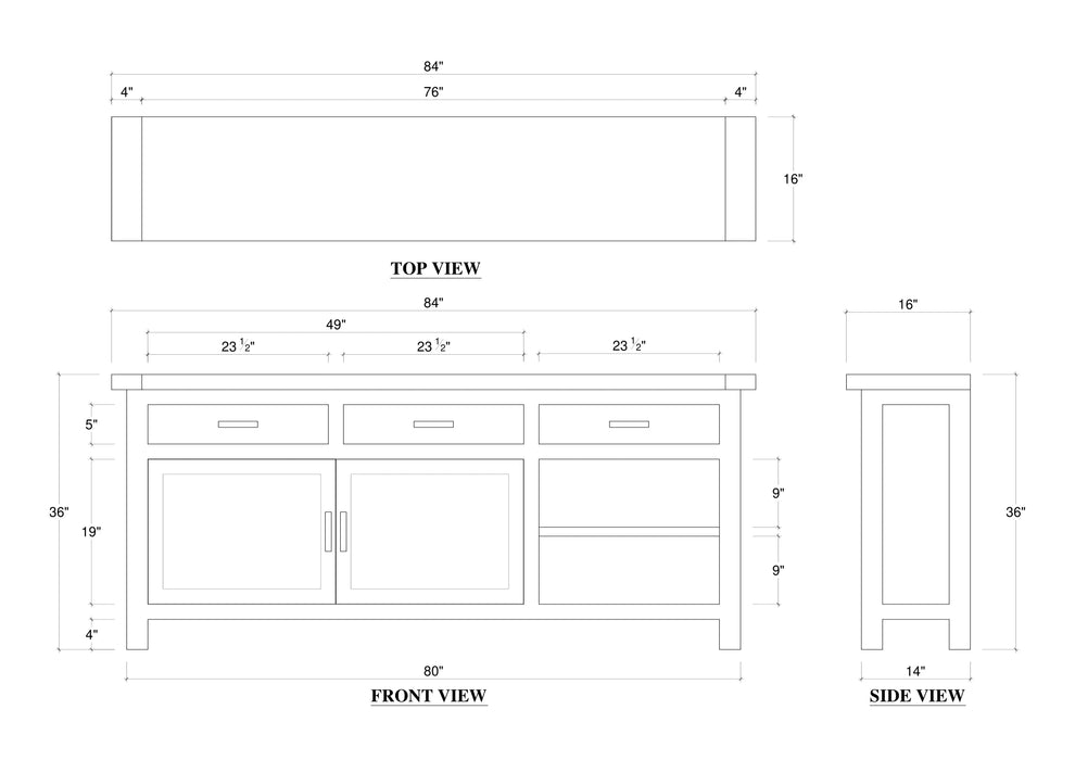 Bramble - Tuscan Sideboard w/ 3 Drawers & 2 Doors - Teak - BR-85251 - GreatFurnitureDeal