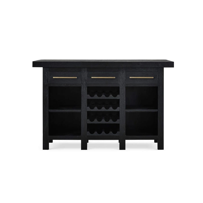 Bramble - Tuscan Rustic Distressed Bar w/ 3 Drawers & Wine Racks - Teak - BR-85252