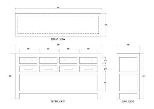 Bramble - Tuscan Teak Console Table w/ 8 Drawers - BR-85271 - GreatFurnitureDeal