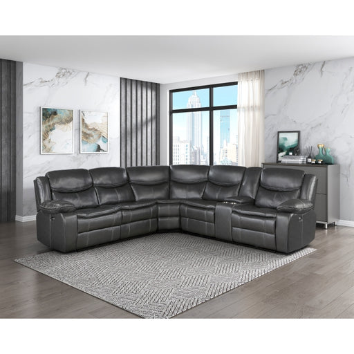 Homelegance - Fargo 3-Piece Power Reclining Sectional with Right Console in Dark Gray - 8528DG*SCPW - GreatFurnitureDeal