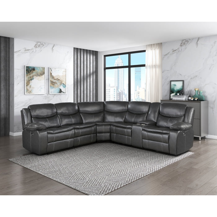 Homelegance - Fargo 3-Piece Power Reclining Sectional with Right Console in Dark Gray - 8528DG*SCPW - GreatFurnitureDeal