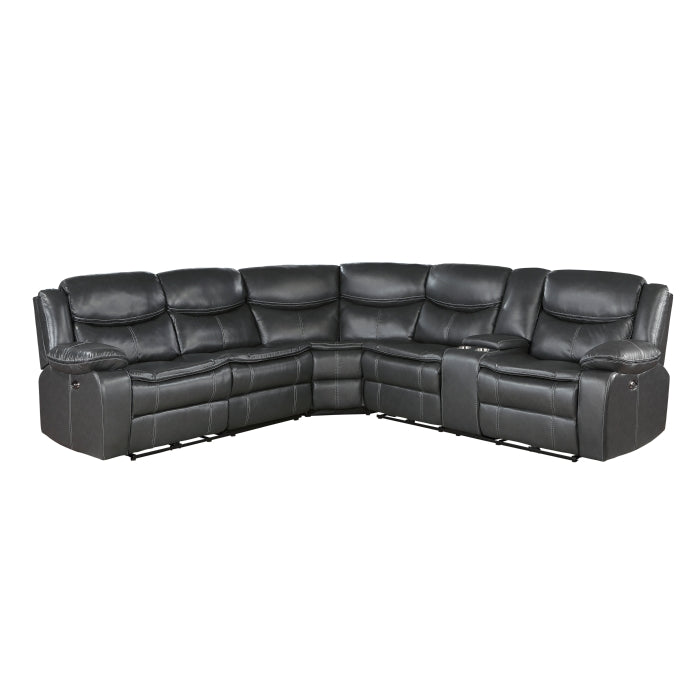 Homelegance - Fargo 3-Piece Power Reclining Sectional with Right Console in Dark Gray - 8528DG*SCPW - GreatFurnitureDeal
