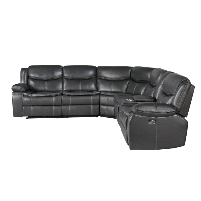 Homelegance - Fargo 3-Piece Power Reclining Sectional with Right Console in Dark Gray - 8528DG*SCPW - GreatFurnitureDeal