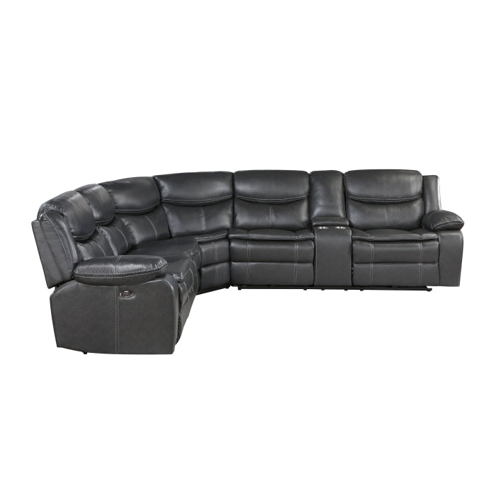 Homelegance - Fargo 3-Piece Power Reclining Sectional with Right Console in Dark Gray - 8528DG*SCPW - GreatFurnitureDeal