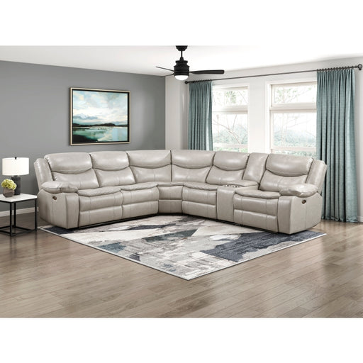 Homelegance - Fargo 3 Piece Power Reclining Sectional with Right Console in Silver Gray - 8528TP*SCPW - GreatFurnitureDeal