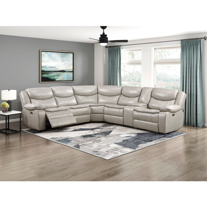 Homelegance - Fargo 3 Piece Power Reclining Sectional with Right Console in Silver Gray - 8528TP*SCPW - GreatFurnitureDeal