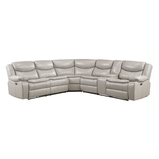 Homelegance - Fargo 3 Piece Power Reclining Sectional with Right Console in Silver Gray - 8528TP*SCPW - GreatFurnitureDeal
