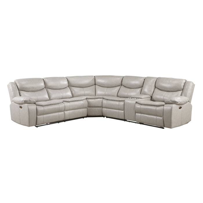 Homelegance - Fargo 3 Piece Power Reclining Sectional with Right Console in Silver Gray - 8528TP*SCPW - GreatFurnitureDeal