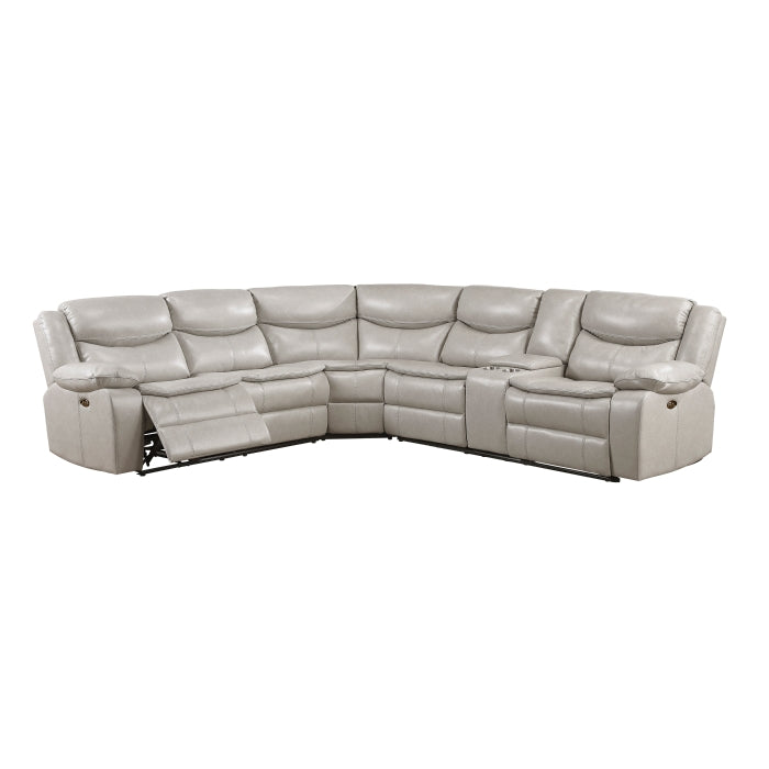 Homelegance - Fargo 3 Piece Power Reclining Sectional with Right Console in Silver Gray - 8528TP*SCPW - GreatFurnitureDeal