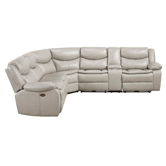 Homelegance - Fargo 3 Piece Power Reclining Sectional with Right Console in Silver Gray - 8528TP*SCPW - GreatFurnitureDeal