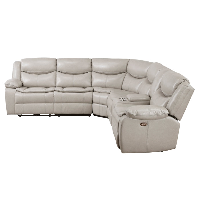 Homelegance - Fargo 3 Piece Power Reclining Sectional with Right Console in Silver Gray - 8528TP*SCPW - GreatFurnitureDeal