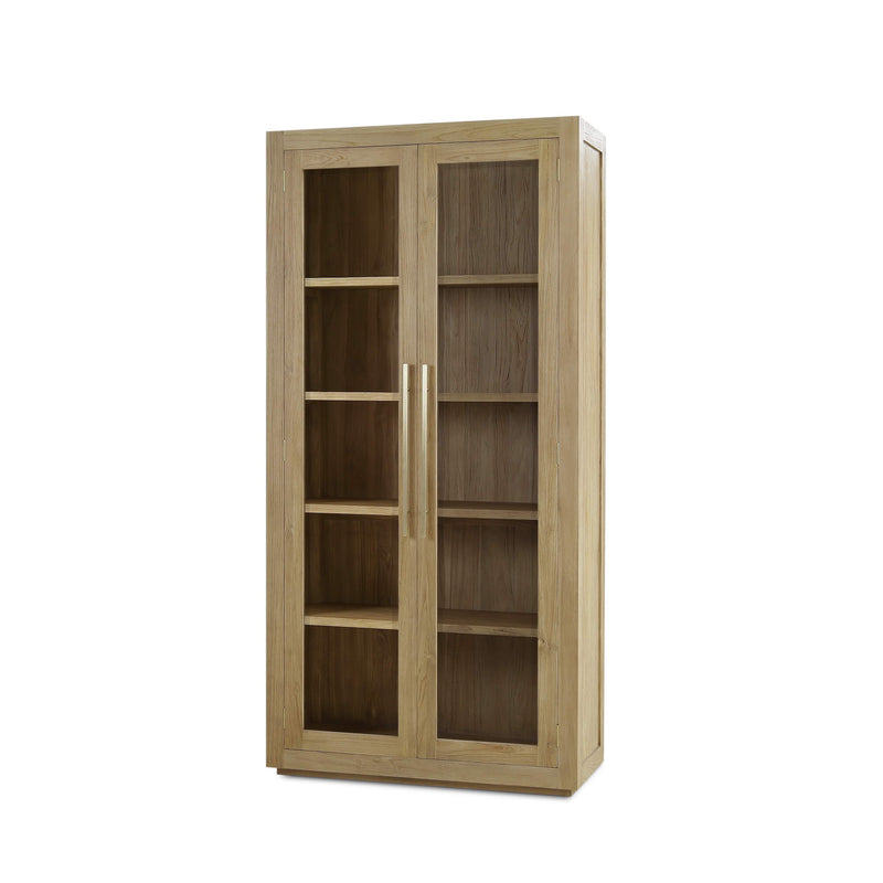 Bramble - Tuscan Rustic Distressed Teak Display Cabinet in Teak Natural w/ Weathered Teak Distressing - 85291TNT----- - GreatFurnitureDeal