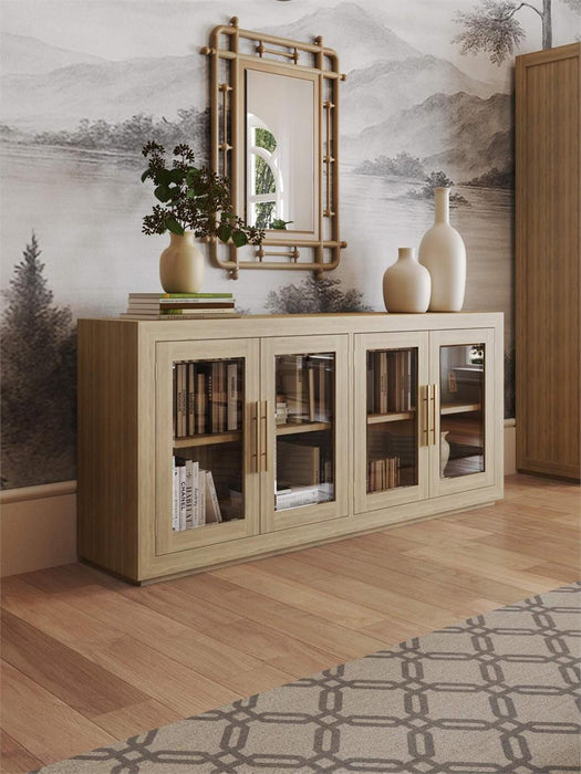 Bramble - Tuscan Rustic Distressed 4 Glass Door Sideboard - Teak - BR-85293