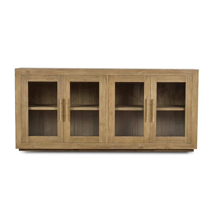 Bramble - Tuscan Rustic Distressed 4 Glass Door Sideboard - Teak - BR-85293