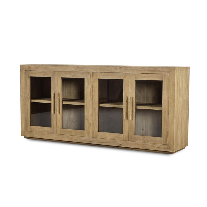 Bramble - Tuscan Rustic Distressed 4 Glass Door Sideboard - Teak - BR-85293