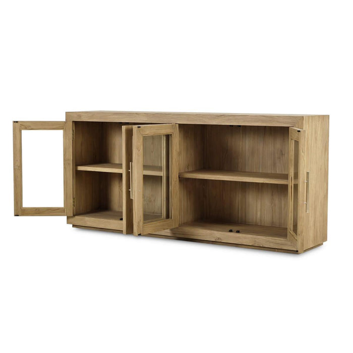 Bramble - Tuscan Rustic Distressed 4 Glass Door Sideboard - Teak - BR-85293