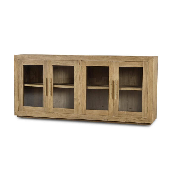 Bramble - Tuscan Rustic Distressed 4 Glass Door Sideboard - Teak - BR-85293