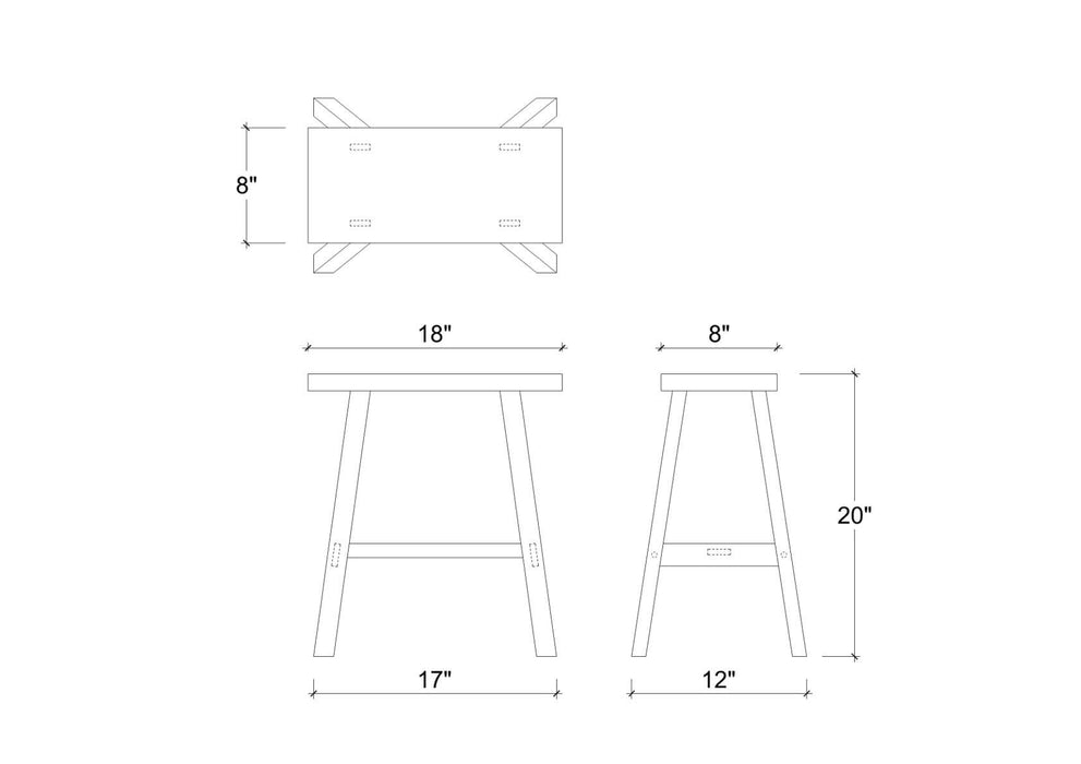 Bramble - Tuscan Rustic Distressed Teak Stool in Teak Natural w/ Weathered Teak Distressing - 85295TNT----- - GreatFurnitureDeal