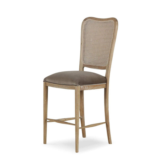 Bramble - Laurna Counter Stool w/ Upholstered Seat & Rattan Back - Teak - BR-85297 - GreatFurnitureDeal