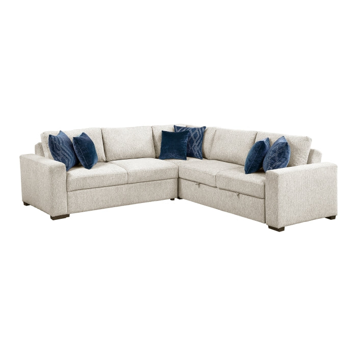 Homelegance - Isla 3 Piece Sectional with Pull-out Bed in Beige - 8548BE*42ACLCR2AA - GreatFurnitureDeal